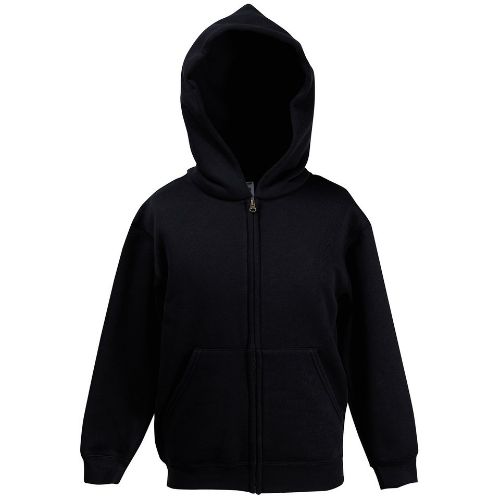 Fruit Of The Loom Kids Classic Hooded Sweatshirt Jacket Black